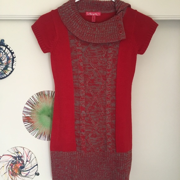 Red Knit Sweater Dress for girls - Picture 1 of 2
